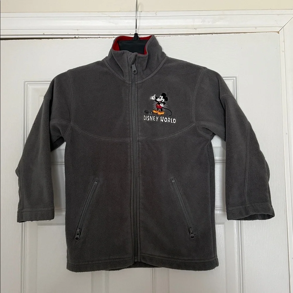 Disney World Kids Gray Fleece Zip Jacket Mickey “1971 The Original” Size S